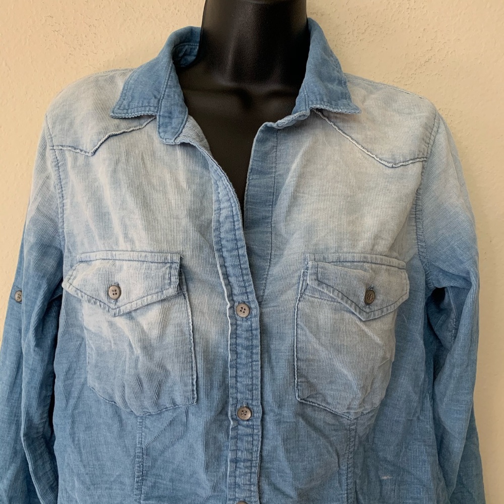 Bella Dahl Light Wash Corduroy Denim Button Shirt - Picture 2 of 11